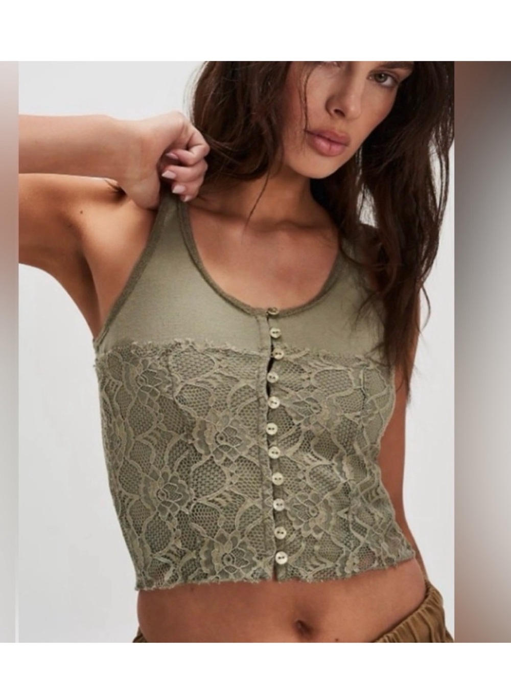 Free People Cosette Corset Tank in Olive